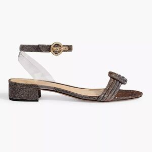 ALEXANDRE BIRMAN Vicky Knotted Lamé Open Toe Metallic Ankle Strap Sandals 39.5